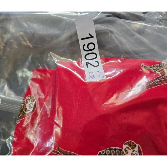 Parrot Print Red Tank Top V-Neck Spaghetti Straps babydoll chic birds work wear - Picture 5 of 5